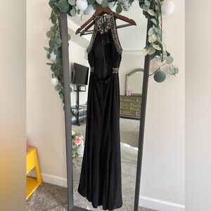 Black maxi dress with beaded detailing and zip back #promdress